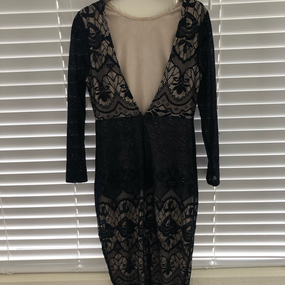 Black dress with low back v